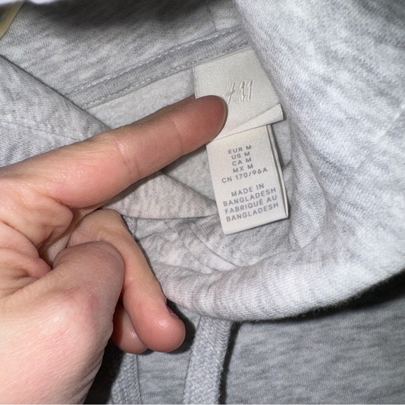 H&M running terry oversized sweatshirt patch hoodie track & field race heather - Picture 4 of 10